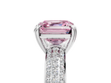 White gold Fancy Pink Asscher  Cut Pave Diamond Engagement Ring with Channel Set Band and Four-Prong Setting_5