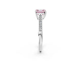 White gold Fancy Pink Asscher Cut Solitaire Cathedral Diamond Engagement Ring with Channel-Set Band and Four-Prong Setting_17