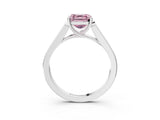 White gold Fancy Pink Asscher Cut Solitaire Cathedral Diamond Engagement Ring with Channel-Set Band and Four-Prong Setting_18