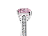 White gold Fancy Pink Asscher Cut Solitaire Cathedral Diamond Engagement Ring with Channel-Set Band and Four-Prong Setting_20