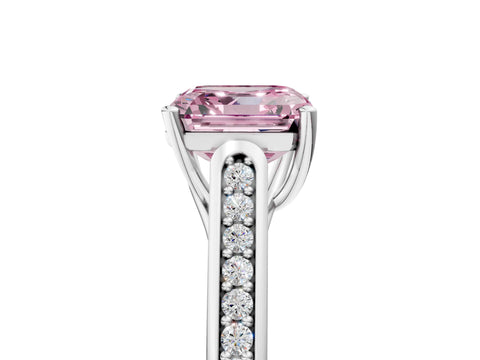 White gold Fancy Pink Asscher Cut Solitaire Cathedral Diamond Engagement Ring with Channel-Set Band and Four-Prong Setting_20