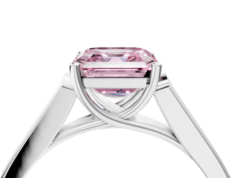 White gold Fancy Pink Asscher Cut Solitaire Cathedral Diamond Engagement Ring with Channel-Set Band and Four-Prong Setting_7