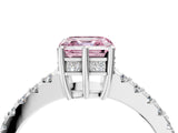 White gold Fancy Pink Asscher Cut Solitaire Diamond Engagement Ring with Pavé Band and Six-Prong Setting_100