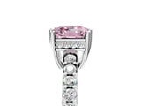 White gold Fancy Pink Asscher Cut Solitaire Diamond Engagement Ring with Pavé Band and Six-Prong Setting_101