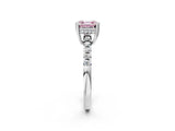White gold Fancy Pink Asscher Cut Solitaire Diamond Engagement Ring with Pavé Band and Six-Prong Setting_110