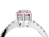 White gold Fancy Pink Asscher Cut Solitaire Diamond Engagement Ring with Pavé Band and Six-Prong Setting_112