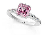 White gold Fancy Pink Asscher Cut Solitaire Diamond Engagement Ring with Pavé Band and Six-Prong Setting_121