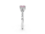 White gold Fancy Pink Asscher Cut Solitaire Diamond Engagement Ring with Pavé Band and Six-Prong Setting_122