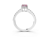 White gold Fancy Pink Asscher Cut Solitaire Diamond Engagement Ring with Pavé Band and Six-Prong Setting_123