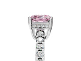 White gold Fancy Pink Asscher Cut Solitaire Diamond Engagement Ring with Pavé Band and Six-Prong Setting_125