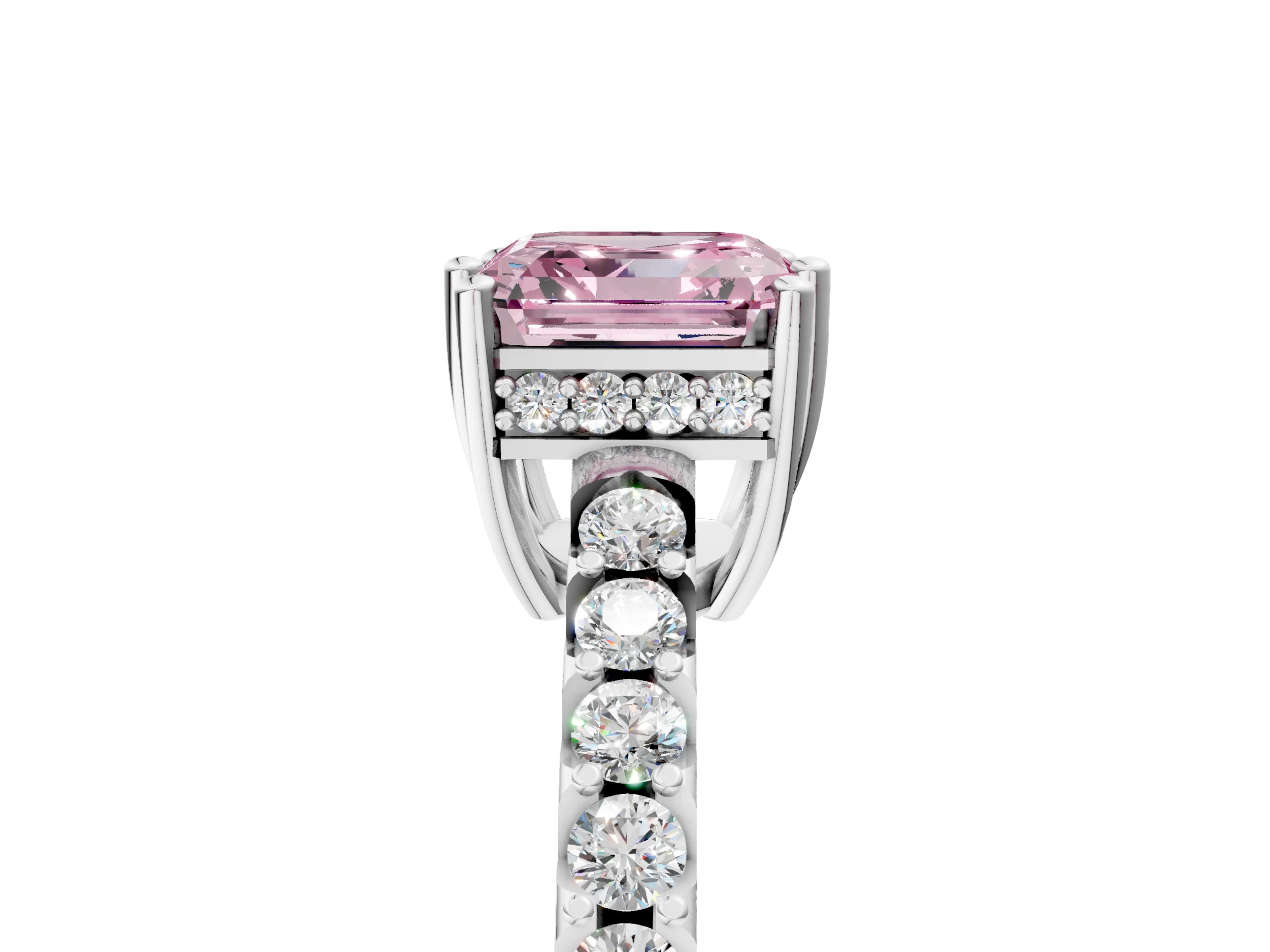 White gold Fancy Pink Asscher Cut Solitaire Diamond Engagement Ring with Pavé Band and Six-Prong Setting_17