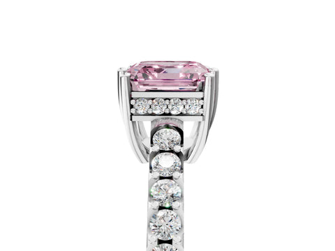 White gold Fancy Pink Asscher Cut Solitaire Diamond Engagement Ring with Pavé Band and Six-Prong Setting_17