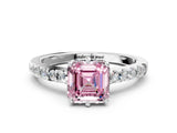 White gold Fancy Pink Asscher Cut Solitaire Diamond Engagement Ring with Pavé Band and Six-Prong Setting_18