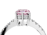 White gold Fancy Pink Asscher Cut Solitaire Diamond Engagement Ring with Pavé Band and Six-Prong Setting_22