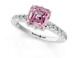 White gold Fancy Pink Asscher Cut Solitaire Diamond Engagement Ring with Pavé Band and Six-Prong Setting_31