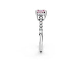 White gold Fancy Pink Asscher Cut Solitaire Diamond Engagement Ring with Pavé Band and Six-Prong Setting_32