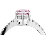 White gold Fancy Pink Asscher Cut Solitaire Diamond Engagement Ring with Pavé Band and Six-Prong Setting_40