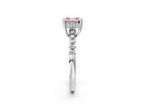 White gold Fancy Pink Asscher Cut Solitaire Diamond Engagement Ring with Pavé Band and Six-Prong Setting_62