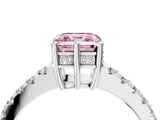 White gold Fancy Pink Asscher Cut Solitaire Diamond Engagement Ring with Pavé Band and Six-Prong Setting_64