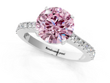 White gold Fancy Pink Asscher  Cut Solitaire Diamond Engagement Ring with Pave Band and Four-Prong Setting_1