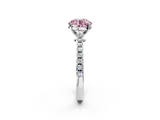 White gold Fancy Pink Asscher  Cut Solitaire Diamond Engagement Ring with Pave Band and Four-Prong Setting_2
