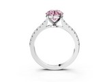 White gold Fancy Pink Asscher  Cut Solitaire Diamond Engagement Ring with Pave Band and Four-Prong Setting_3