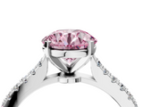 White gold Fancy Pink Asscher  Cut Solitaire Diamond Engagement Ring with Pave Band and Four-Prong Setting_4