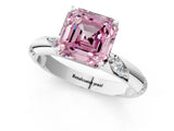 White gold Fancy Pink Asscher Cut Solitaire Diamond Engagement Ring with Twisted Pave Band and Four-Prong Setting_20
