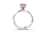 White gold Fancy Pink Asscher Cut Solitaire Diamond Engagement Ring with Twisted Pave Band and Four-Prong Setting_22