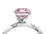 White gold Fancy Pink Asscher Cut Solitaire Diamond Engagement Ring with Twisted Pave Band and Four-Prong Setting_23