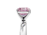 White gold Fancy Pink Asscher Cut Solitaire Diamond Engagement Ring with Twisted Pave Band and Four-Prong Setting_24