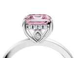 White gold Fancy Pink Asscher Cut Solitaire Diamond Ring with Prong Setting and Plain Band_16