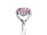 White gold Fancy Pink Asscher Cut Solitaire Diamond Ring with Prong Setting and Plain Band_17