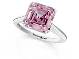 White gold Fancy Pink Asscher Cut Solitaire Diamond Ring with Six-Prong Setting and Classic Band_235