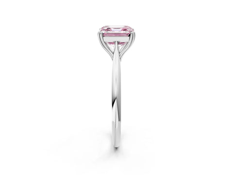White gold Fancy Pink Asscher Cut Solitaire Diamond Ring with Six-Prong Setting and Classic Band_2