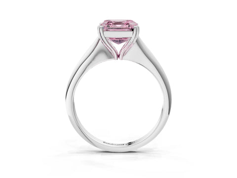 White gold Fancy Pink Asscher Cut Solitaire Diamond Ring with Six-Prong Setting and Classic Band_3