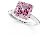White gold Fancy Pink Asscher Cut Solitaire Diamond Ring with Six-Prong Setting and Classic Band_43