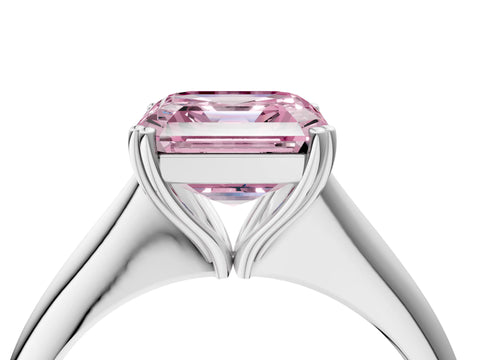 White gold Fancy Pink Asscher Cut Solitaire Diamond Ring with Six-Prong Setting and Classic Band_4