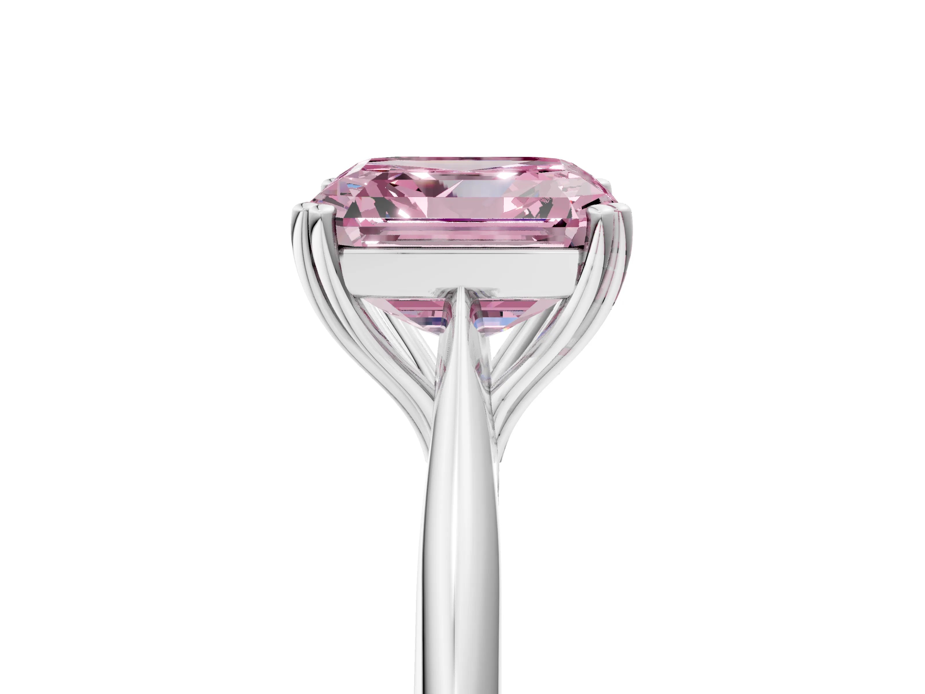 White gold Fancy Pink Asscher Cut Solitaire Diamond Ring with Six-Prong Setting and Classic Band_5