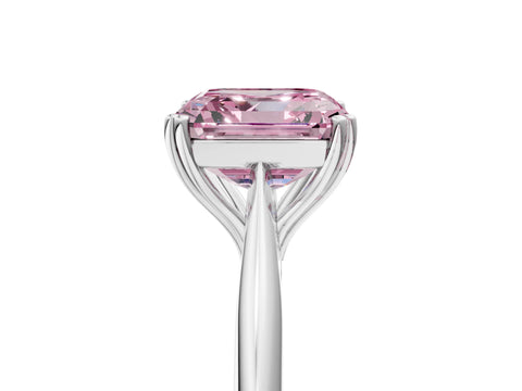 White gold Fancy Pink Asscher Cut Solitaire Diamond Ring with Six-Prong Setting and Classic Band_5