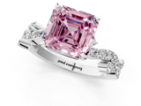White gold Fancy Pink Asscher  Cut Solitaire Diamond Twisted Band with Pave Setting_17