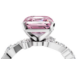White gold Fancy Pink Asscher  Cut Solitaire Diamond Twisted Band with Pave Setting_20