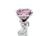White gold Fancy Pink Asscher  Cut Solitaire Diamond Twisted Band with Pave Setting_21