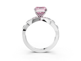 White gold Fancy Pink Asscher  Cut Solitaire Diamond with Side Stones on Criss-Cross Band and Four-Prong Setting_20