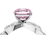White gold Fancy Pink Asscher  Cut Solitaire Diamond with Side Stones on Criss-Cross Band and Four-Prong Setting_21
