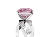 White gold Fancy Pink Asscher  Cut Solitaire Diamond with Side Stones on Criss-Cross Band and Four-Prong Setting_22