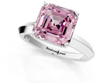 White gold Fancy Pink Asscher  Cut Solitaire Engagement Ring with Flat Band and Four-Prong Setting 1