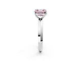 White gold Fancy Pink Asscher  Cut Solitaire Engagement Ring with Flat Band and Four-Prong Setting 2