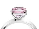 White gold Fancy Pink Asscher  Cut Solitaire Engagement Ring with Flat Band and Four-Prong Setting 4