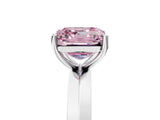 White gold Fancy Pink Asscher  Cut Solitaire Engagement Ring with Flat Band and Four-Prong Setting 5